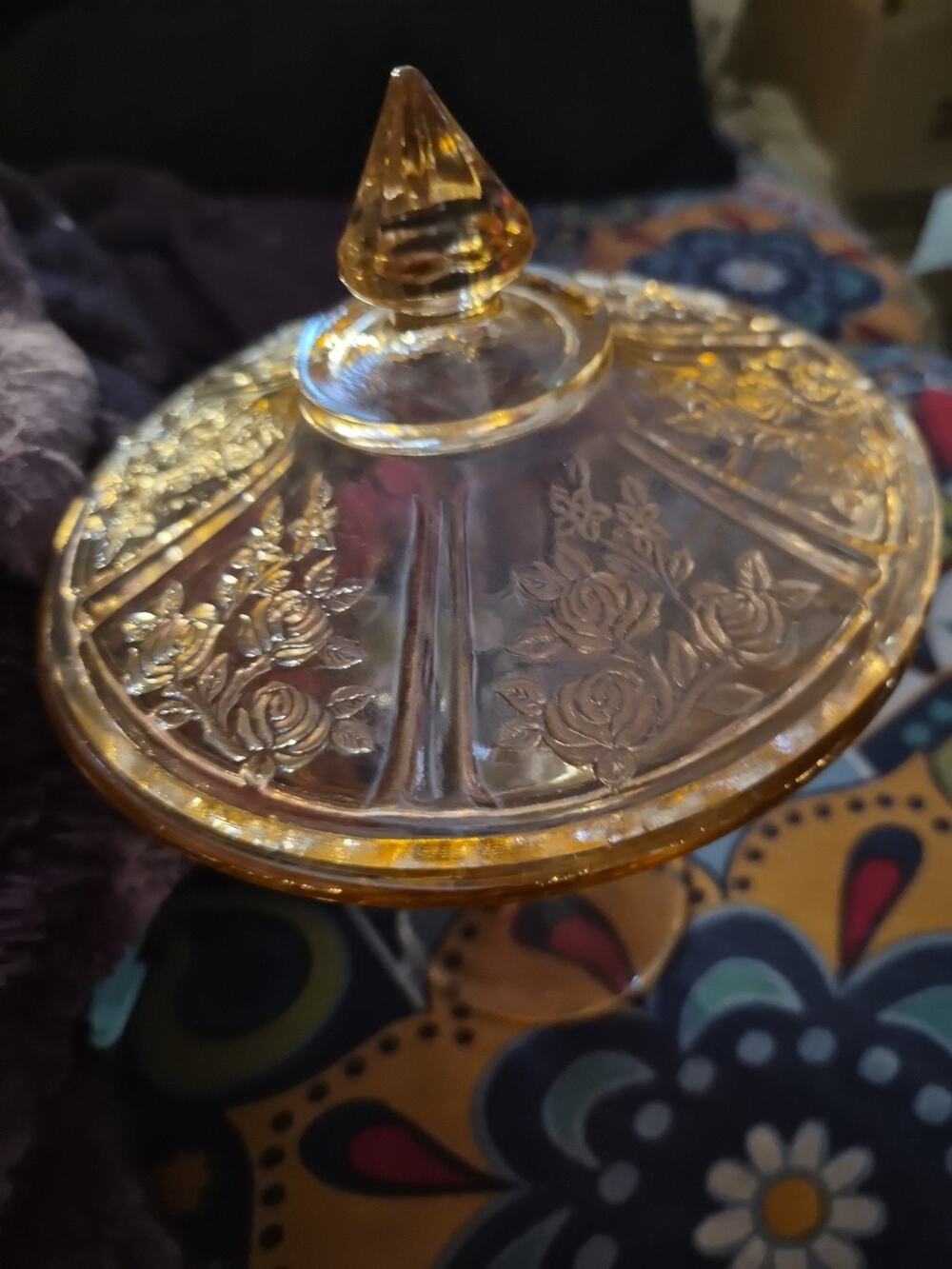Vintage Federal Glass Sharon Pattern Pink Depression Glass Candy Dish With A